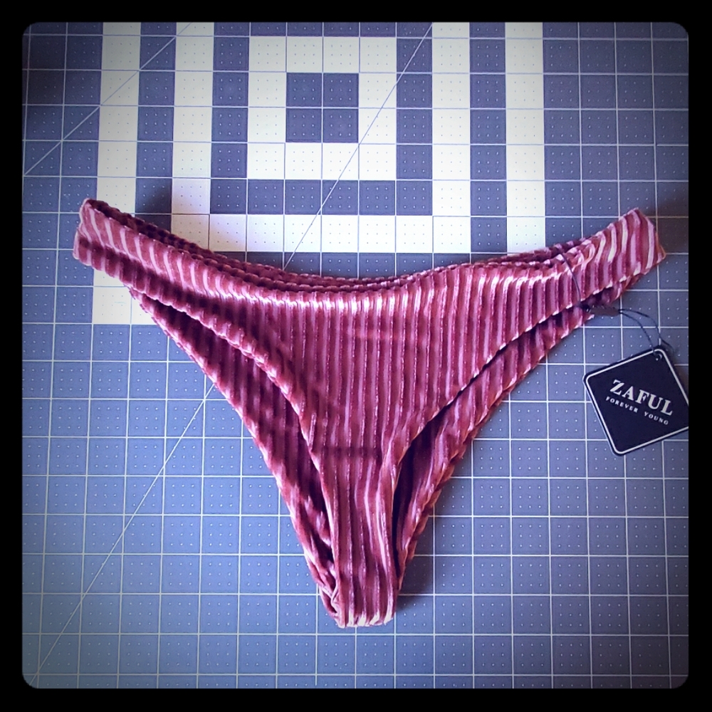 High waisted velvet bikini bottoms